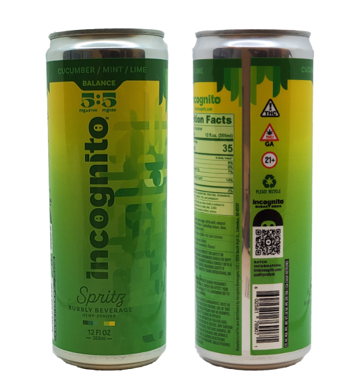 12 oz sleek can label image with labels made for Incognito Brewing for a 12 oz. sleek can at 5.31" x 7.00" in size